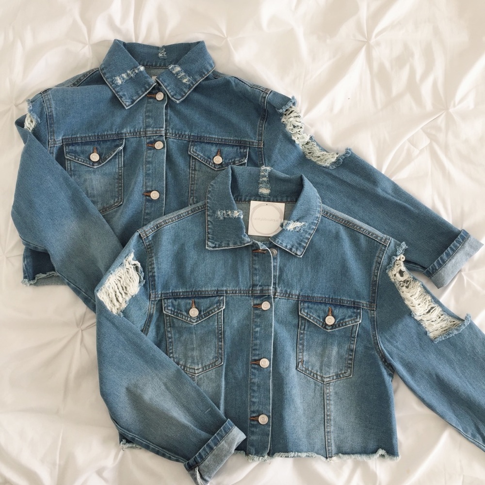❗️One Left Small❗️Distressed Denim Cropped Jacket - Picture 4 of 4